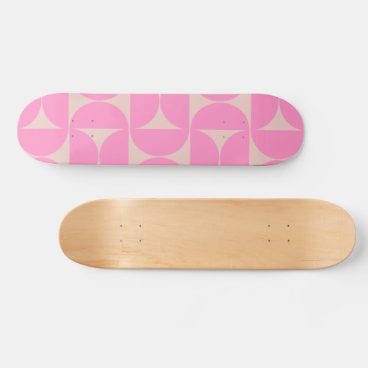 Midden-eeuwse moderne, roze preppy patroon persoonlijk skateboard (Horizontaal)