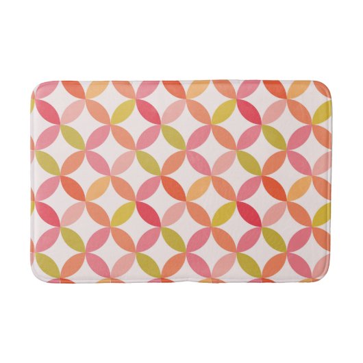 Midden-eeuwse moderne roze rode sinaasappel cirkel badmat (Voorkant)