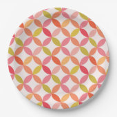 Midden-eeuwse moderne roze rode sinaasappel cirkel papieren bordje (Voorkant)