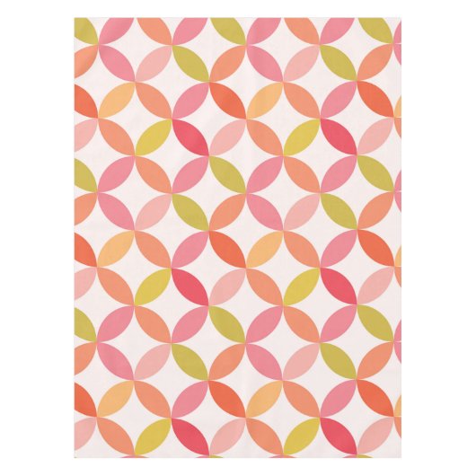 Midden-eeuwse moderne roze rode sinaasappel cirkel tafelkleed (Voorkant)