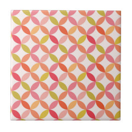 Midden-eeuwse moderne roze rode sinaasappel cirkel tegeltje