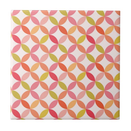 Midden-eeuwse moderne roze rode sinaasappel cirkel tegeltje (Voorkant)