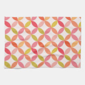 Midden-eeuwse moderne roze rode sinaasappel cirkel theedoek (Horizontaal)