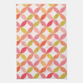 Midden-eeuwse moderne roze rode sinaasappel cirkel theedoek (Verticaal)