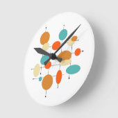 Midden-eeuwse moderne Sinaasappel turquoise cirkel Ronde Klok (Hoek)