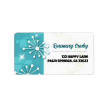 Midden-eeuwse moderne Sputnik-retouradreslabels