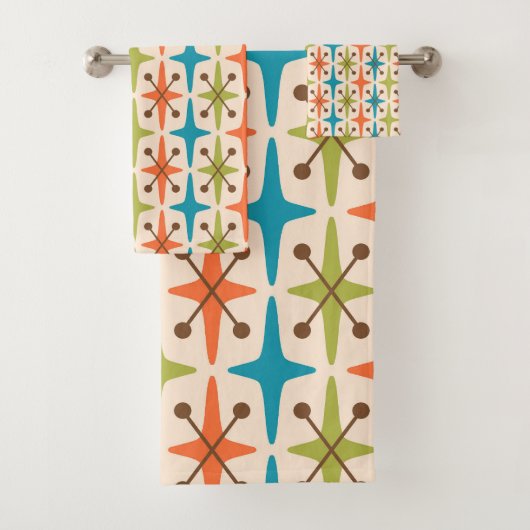Midden-eeuwse moderne Starburst Patroon Bad Handdoek (Insitu)
