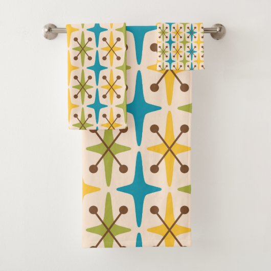 Midden-eeuwse moderne Starburst Patroon Bad Handdoek (Insitu)