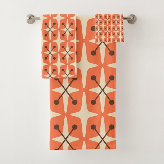 Midden-eeuwse moderne Starburst Patroon Bad Handdoek (Insitu)