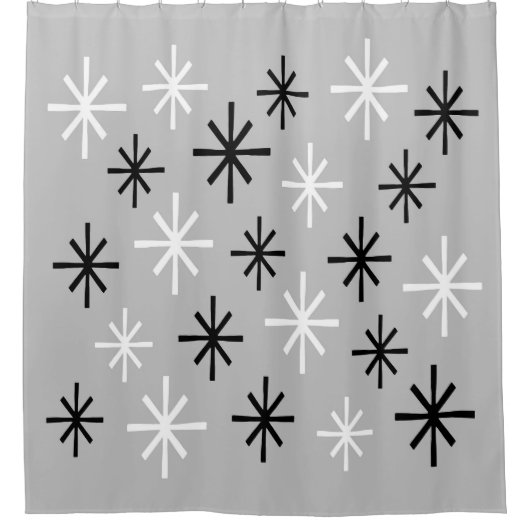 Midden-eeuwse moderne Starburst Patroon Douchegordijn (Voorkant)