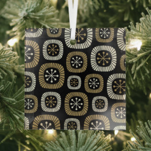Midden-eeuwse moderne Starburst Patroon Glas Ornament