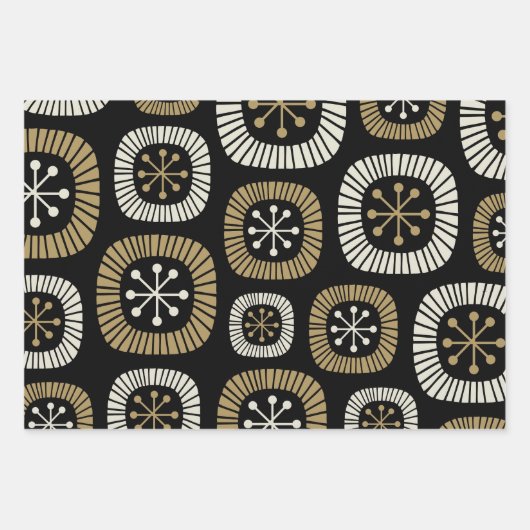 Midden-eeuwse moderne Starburst Patroon Inpakpapier Vel (Voorkant 3)