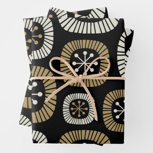 Midden-eeuwse moderne Starburst Patroon Inpakpapier Vel (In situ)