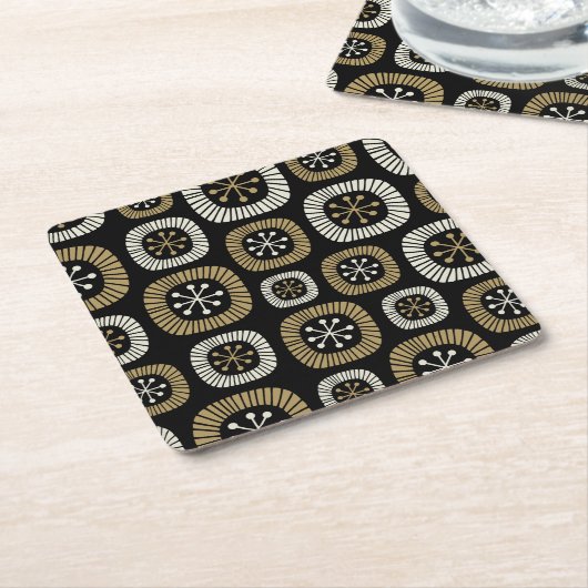 Midden-eeuwse moderne Starburst Patroon Kartonnen Onderzetters (Schuin)