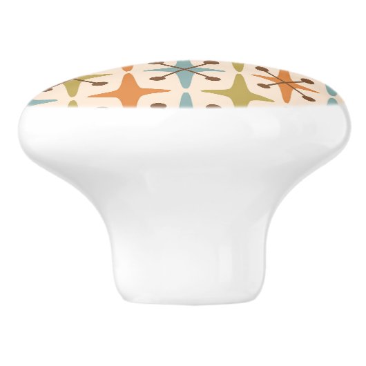 Midden-eeuwse moderne Starburst Patroon Keramische Knop (Zijkant)