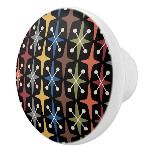 Midden-eeuwse moderne Starburst Patroon Keramische Knop (Rechts)