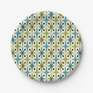 Midden-eeuwse moderne Starburst Patroon Papieren Bordje