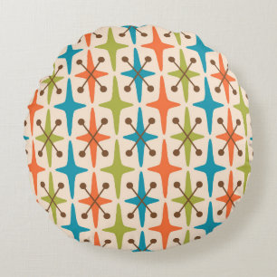 Midden-eeuwse moderne Starburst Patroon Rond Kussen