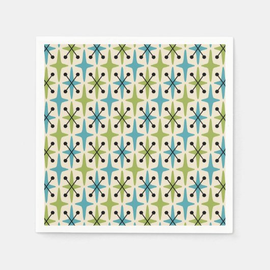 Midden-eeuwse moderne Starburst Patroon Servet (Voorkant)