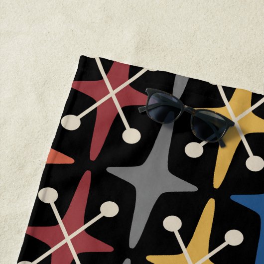 Midden-eeuwse moderne Starburst Patroon Strandlaken (In situ)