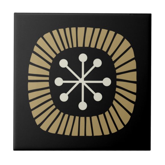 Midden-eeuwse moderne Starburst Patroon Tegeltje (Voorkant)