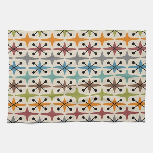 Midden-eeuwse moderne Starburst Patroon Theedoek (Horizontaal)