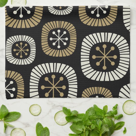Midden-eeuwse moderne Starburst Patroon Theedoek (Gevouwen)