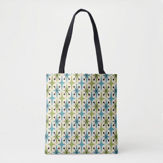 Midden-eeuwse moderne Starburst Patroon Tote Bag (Voorkant)