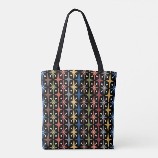 Midden-eeuwse moderne Starburst Patroon Tote Bag (Achterkant)