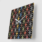 Midden-eeuwse moderne Starburst Patroon Vierkante Klok (Hoek)
