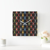 Midden-eeuwse moderne Starburst Patroon Vierkante Klok (Huis)