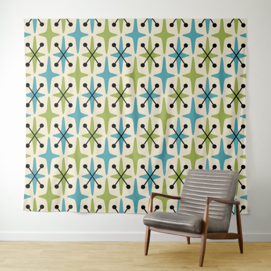 Midden-eeuwse moderne Starburst Patroon Wandkleed (In Situ (horizontaal))