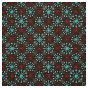 Midden-eeuwse moderne Starburst Turquoise Red Patt Stof