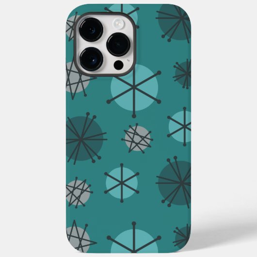 Midden-eeuwse moderne Starbursts Blauwgroen Case-Mate iPhone Case (Achterkant)