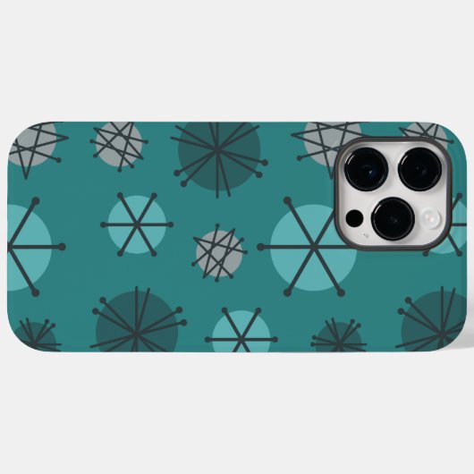 Midden-eeuwse moderne Starbursts Blauwgroen Case-Mate iPhone Case (Achterkant (horizontaal))