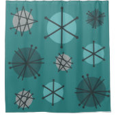 Midden-eeuwse moderne Starbursts Blauwgroen Douchegordijn (Voorkant)