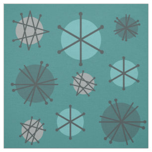 Midden-eeuwse moderne Starbursts Blauwgroen Stof