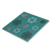 Midden-eeuwse moderne Starbursts Blauwgroen Tegeltje (Zijkant)