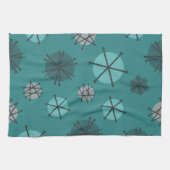 Midden-eeuwse moderne Starbursts Blauwgroen Theedoek (Horizontaal)