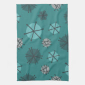 Midden-eeuwse moderne Starbursts Blauwgroen Theedoek (Verticaal)