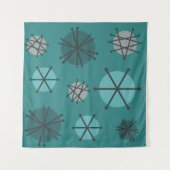 Midden-eeuwse moderne Starbursts Blauwgroen Wandkleed (Voorkant (horizontaal))