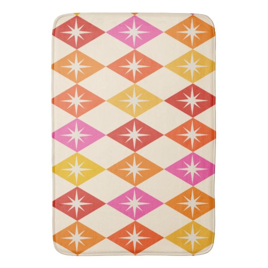Midden-eeuwse moderne Starbursts op Retro Diamonds Badmat (Voorkant Verticaal)