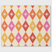 Midden-eeuwse moderne Starbursts op Retro Diamonds Cadeaupapier (Vlak)