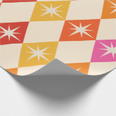 Midden-eeuwse moderne Starbursts op Retro Diamonds Cadeaupapier (Hoek)