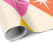 Midden-eeuwse moderne Starbursts op Retro Diamonds Cadeaupapier (Rol Hoek)
