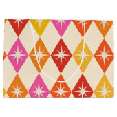 Midden-eeuwse moderne Starbursts op Retro Diamonds Groot Cadeauzakje (Achterkant)