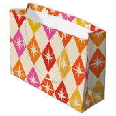 Midden-eeuwse moderne Starbursts op Retro Diamonds Groot Cadeauzakje (Achterkant Gekanteld)