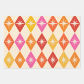Midden-eeuwse moderne Starbursts op Retro Diamonds Inpakpapier Vel (Voorkant 2)