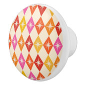 Midden-eeuwse moderne Starbursts op Retro Diamonds Keramische Knop (Rechts)
