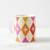 Midden-eeuwse moderne Starbursts op Retro Diamonds Koffiemok (Voorkant links)